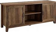 Walker Edison Buren Classic Grooved Door TV Stand for TVs up to 65 Inches, 58 x 16 x 24 inches, Rustic Oak