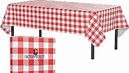 Exquisite Red Gingham (Checkerboard) Vinyl Tablecloths - 54 in. x 108 in. - Pack of 1 Rectangle Tablecloth - Tablecloths for Rectangle Tables - Plastic Table Cloths with Flannel Backing - Waterproof