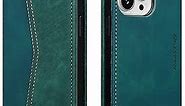 QLTYPRI Wallet Case for iPhone 13 Pro Max 6.7 Inch, Vintage Folio PU Leather Case with Card Slots Magnetic Closure Kickstand Flip Crashproof Phone Cover for iPhone 13 Pro Max -Dark Green