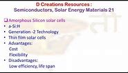 Amorphous Silicon solar cell, second generation, Solar Energy Materials 21, D Creations Resources