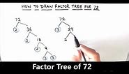 How to Draw Factor Tree of 72 / Factor Tree Method of Prime Factorization / Factors of 72