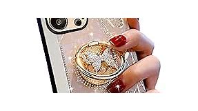 iPhone 13 Pro Max 6.7'' Kickstand Case - Bling Glitter Marble Pearl, Elegant Rhinestone Diamond (Rose Gold)