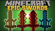 Minecraft: EPIC SWORDS (ELEMENTAL SWORDS AND UPGRADES) Cyan Warrior Swords Mod Showcase