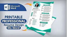 Printable Creative CV/Resume Design in Microsoft Word Tutorial || Best CV Format 2023