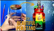 DIY MAKE CUTE PEN STAND WITH JAM GLASS JAR || GLASS JAR CRAFT IDEA || DECORATIVE JAR