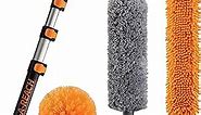 30 Foot High Reach Duster Kit with 7-24 ft Extension Pole // High Ceiling Duster Cleaning Kit with Telescopic Pole // Cobweb Duster // Feather Duster and Ceiling Fan Duster // The Ultimate Dusting Kit