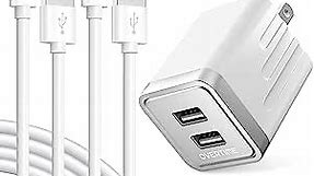 iPhone Charger Set, 2-Pack Apple MFi Certified Lightning Cables with 1 Dual USB Wall Adapter - 2.4 AMP Compatible w/iPhone 11 Pro Max XS XR X 8 7 6S 6 Plus SE iPad