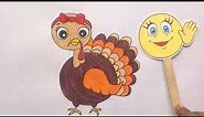 Turkey drawing and coloring video for kids | How to draw Turkey | Turkey for Thanksgiving | Cartoon