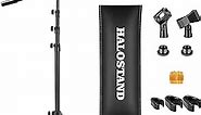 Microphone Stand Floor 2 Mic Clips Foldable Mic Stands Heavy Duty Tripod Boom Arm with 2 Screws Adapter 2 Foam Covers and Carrying Bag for Singing Karaoke Stage HLS03