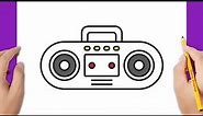 HOW TO DRAW A BOOMBOX EASY / HOW TO DRAW A PORTABLE MUSIC PLAYER EASY