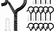 15 Pack Q Hanger Hooks String Christmas Lights Screw Hook Safety Buckle Design, Ceiling Hanger Hooks with 1PCS Stainless Steel Drill Bit for Wire, Fairy Lights, Plants, Wind Chimes,Decoration Hanging