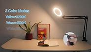 Magnifying Glass with Light and Stand,5X&10x Real Glass Desktop Magnifier with Light,3 Color Stepless Dimmable Adjustable Swing Arm Lighted Magnifying Desk Lamp for Close Work,Crafts,Sewing,Soldering