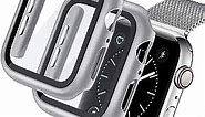 [2 Pack] Deilin Hard PC Case with Tempered Glass Screen Protector Compatible with Apple Watch Series 1/2/3 38mm, Case for All Around Coverage Protective Bumpers Cover for iWatch Series 1/2/3 38mm