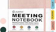 JUBTIC Meeting Notebook for Work with Sticky Tabs - Office & Business Project Planner for Notes Taking, Meeting Agenda/Minutes Organizer for Women Men, 160 Pages (7”x10”) - Rose Gold