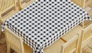 Sorfey Tablecloth - Vinyl with Flannel Back, 52"x72" Rectangle, Water Proof, Easy to Clean, Checked Black Design