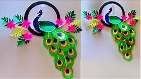 how to make beautiful wall decoration peacock craft with paper / art and craft / peacock craft