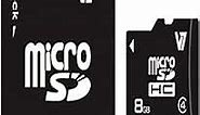 V7 8GB MicroSDHC Class 4 Flash Memory Card with SD Adapter (VAMSDH8GCL4R-1N),Black