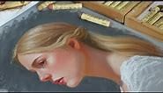 Oil pastel portrait painting || art process video ♡