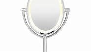 Conair Lighted Makeup Mirror, LED Vanity Mirror, 1X/7X Magnifying Mirror, Double Sided, Corded in Polished Chrome