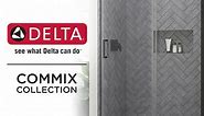 Delta 60 in. W x 76 in. H Sliding Frameless Shower Door in Black with Clear Glass SDES860-MB-R