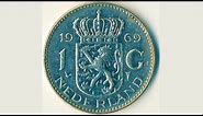 NETHERLANDS 1969 1G 1 GULDEN Coin VALUE - JULIANA