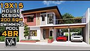 2 Storey House Design (200 sqm) with Swimming Pool