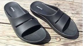 OOFOS OOahh Black Slide Sandals