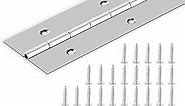 Heavy Duty Piano Hinge 48 Inch x 1.5 Inch Stainless Steel Continuous & Piano Hinges with Holes, Piano Boat Hinges for Cabinet, Door, DIY Wood Boxes, 0.060" Leaf Thickness, 1.5" Open Width