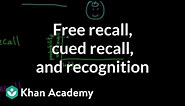 Retrieval: Free recall, cued recall, and recognition | MCAT | Khan Academy