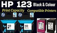 HP 123 Black & Colour Ink Cartridge | Print Capacity | Compatible Printer Models