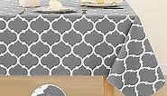 smiry Rectangle Tablecloth, Waterproof Vinyl Tablecloths with Flannel Backing for Rectangle Tables, Wipeable Spillproof Plastic Tablecloth for Dining, Camping, Indoor and Outdoor (60" x 84", Grey)