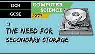 9. OCR GCSE (J277) 1.2 The need for secondary storage
