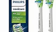 Philips Sonicare Genuine W3 Premium White Replacement Toothbrush Heads, 2 Brush Heads, White, HX9062/65