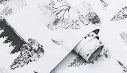 Black and White Wallpaper Peel and Stick Wallpaper Tree and Bird Contact Paper Removable Self Adhesive Wallpaper for Bedroom Wall Covering 15.6" X197"