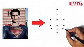 Superman Drawing from Dots | Superman Face Drawing For Beginners
