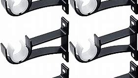 Curtain Rod Bracket, Heavy Duty Curtain Rod Holders, 6 Pack Curtain Rod Hooks Brackets for Wall, Single Drapery Rod Hangers Supports, Fits 1 to 1.2 Inch Diameter Curtain Rod, Black
