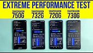 EXTREME PERFORMANCE TEST Snapdragon 750G Vs 732G Vs 720G Vs 730G 🔥