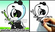 How to Draw a Cartoon Panda - Cute Pandas - Kawaii Panda Bear - Fun2draw Chibi Art Drawing Lesson