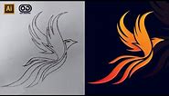 Illustrator Tutorials || Creat a Phoenix Logo Design From a Sketch