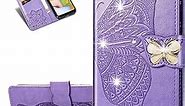 Samsung Galaxy Note 9 Case Bling Diamond Butterfly Embossed Wallet Flip PU Leather Magnetic Card Slots with Stand Cover for Samsung Galaxy Note 9 Diamond Butterfly Light Purple SD