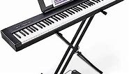 Starfavor 88 Key Full Size Digital Piano, Electric Keyboard Piano Set with Semi-Weighted Keys, Smart Voice Sampling, Recording/MIDI/USB, Dual 20W Speakers, Sustain Pedal, Power Supply, Stand