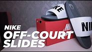 NIKE OFF-COURT SLIDES | GREY WHITE BLACK | UNBOXING | REVIEW | ON FEET - BEST SLIDES OF 2021?