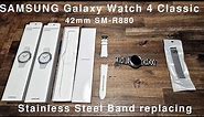 SAMSUNG Galaxy Watch 4 Classic 42mm SM-R880 Band replacing with Stainless Steel Metal Milanese Loop.