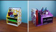 Top 2 DIY Desk Organizers Using Cardboard | Easy Crafts Ideas
