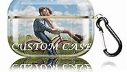 Custom AirPods Pro Case, Custom AirPod Case with Your Photo/Text, PC Hard Airpod Case with Chain, Personalized Gift Double-Side HD Print Cute Airpods Cover