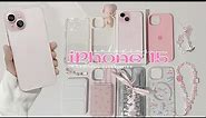 iPhone 15 (pink) unboxing & accessories 🎀☁️