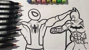 modèle de coloriage spiderman contre Batman 🖍️😱