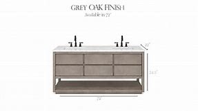 Water Creation Oakman 72 in. W x 22 in. D x 34.3 in. H Bath Vanity in Grey Oak with Marble Top with White Basin and Satin Gold Faucet OA72CW00GK-000BL1406