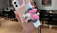 for iPhone 11 Case,Puppy Mickey Minnie Mouse Cute Cartoon Card Bag Oblique Straddle Rope Soft TPU Women Girls Kids Protective Phone Case for iPhone 11 6.1 inch,Minnie Mouse