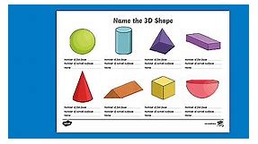 Name the 3D Shape Year 3 Worksheet